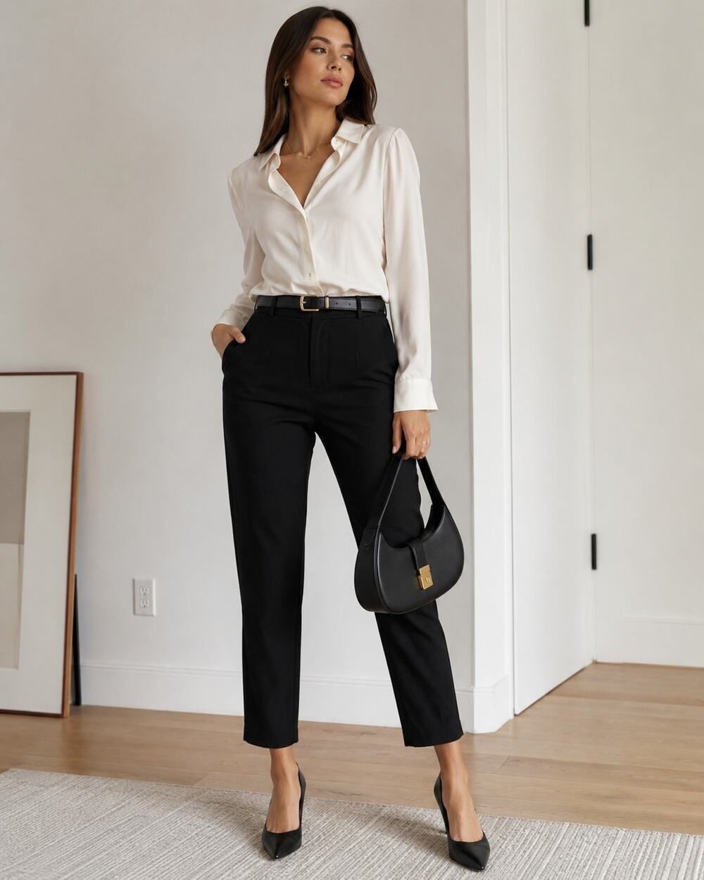 Diane Von Furstenberg Black Ankle Dress Pants Womens 4 Trousers Classic Preppy